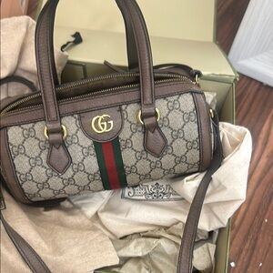 Authentic Gucci Brown and Green Mini Handbag
